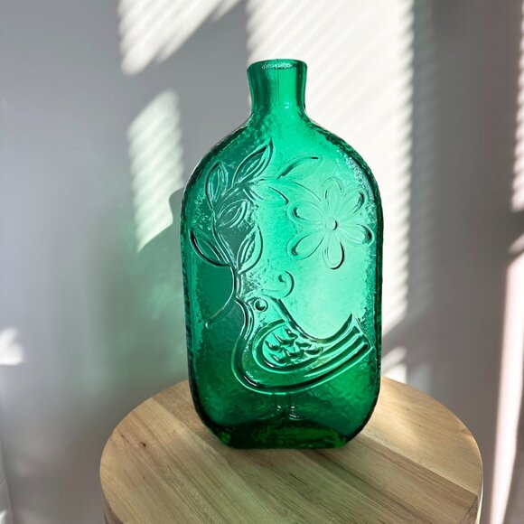 Stelvia Empoli Italy Green Bird of Peace Bottle Decanter Wayne Husted 1960s - Picture 1 of 7